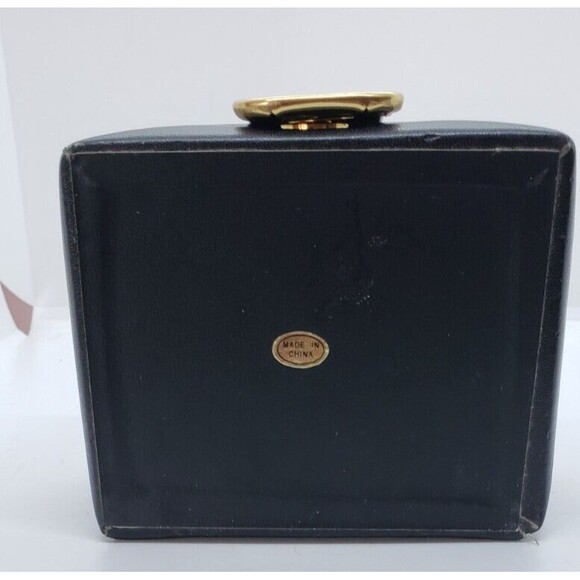 Travel Jewelry Box Small Box Black with Gold snap button and Silver Corners - Picture 5 of 5